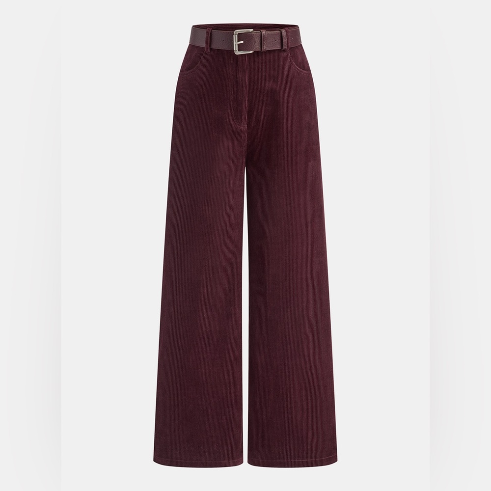 CoMMENSE Belted Corduroy Straight-Leg Pants
COLOR - Burgundy Size XS NWT